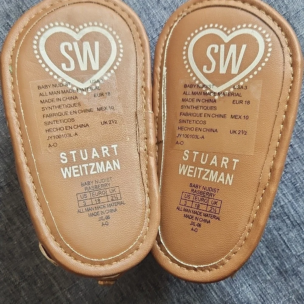 Stuart Weitzman Baby Infant Nudist Raspberry Gold Sandals‎ Size 3